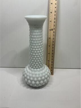 Brody Hobnail Milk Glass Bud Vase White Vintage 8" USA